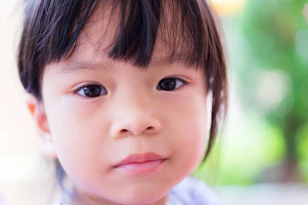 Tembakan Kepala Gadis Kecil Yang Marah Anak Asia Yang Tidak — Stok Foto