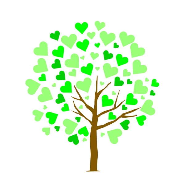 Abstract Tree Green Heart Leaf White Isolated Background Tree Love — Stock Photo, Image