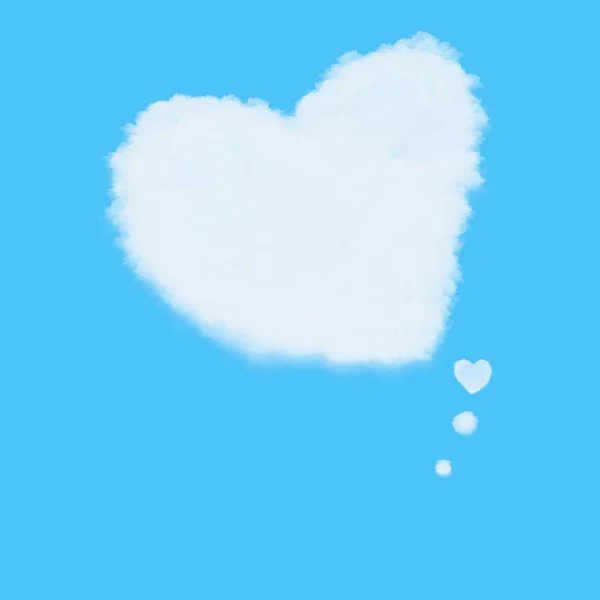 Flat Art illustration abstract background. Cloud Love Heart idea box on blue sky background. Valentine\'s day concept. Copy space. For entering text.