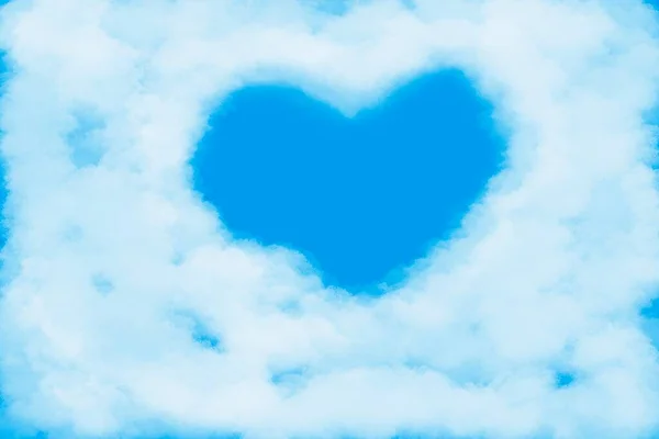 Flat Art illustration abstract background. Sky Love Heart on white cloud background. Valentine\'s day concept. Copy space.