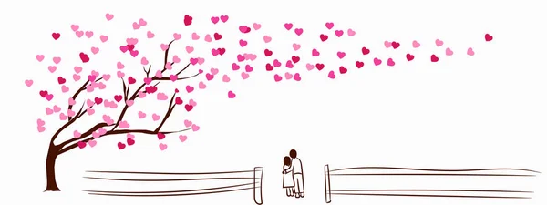 Happy Valentine Day Concept Плоские Иллюстрации Абстрактный Фон Дерево Любви — стоковое фото