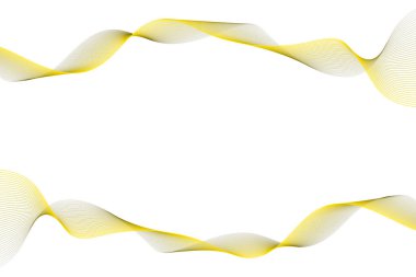 Soyut arkaplan tasarımı çizimi. Altın sarısı dalgalı eğri çizgiler. Geleceğin geometrik lüks modelleri. İzole edilmiş beyaz arka planda. EPS10 Vektörü.