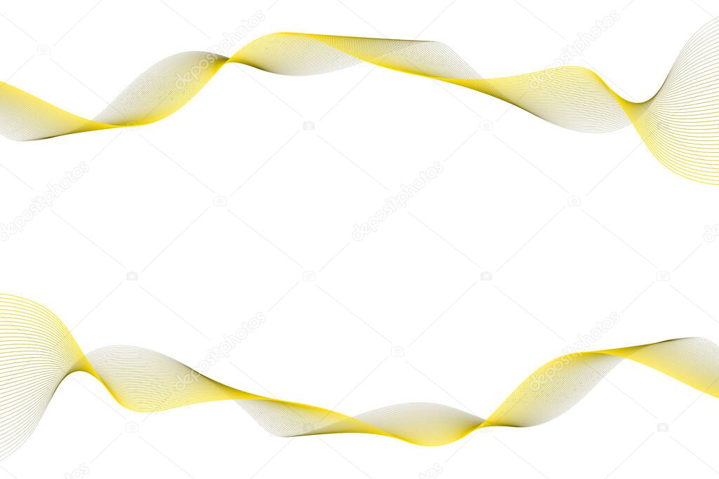Abstract background design illustration. Gold yellow wavy curve lines graphic. Future geometric luxury patterns. On isolated white background. EPS10 Vector.