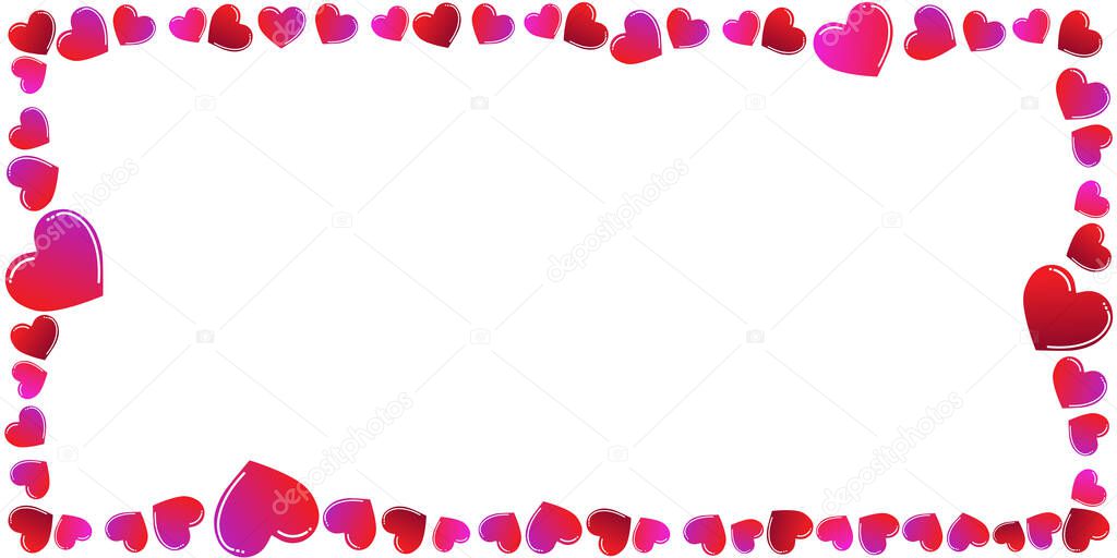 Vector Illustration abstract white background. Flat Art. Frame is shine heart. Valentine's day concept. For banner, card, greeting, congratulation, anniversary, border etc. Copy space.