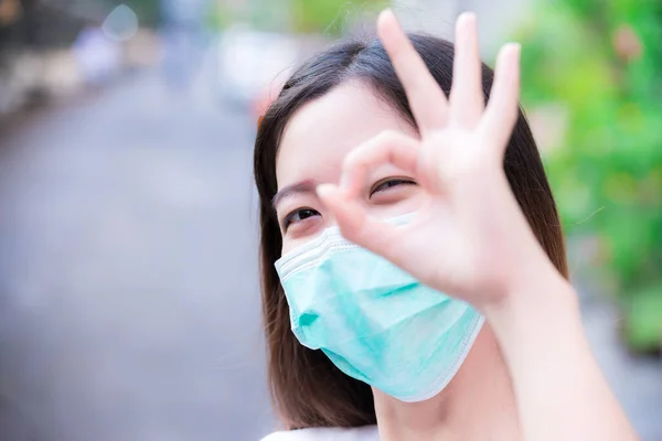 Prevent Spread Coronavirus Pm2 Toxic Dust Air Pollution Problem Head — Stock Photo, Image