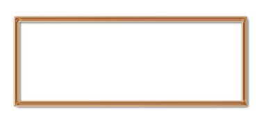 Beyaz arkaplanlı altın metal çerçeve. Görüntü 3D lüks tasarım.