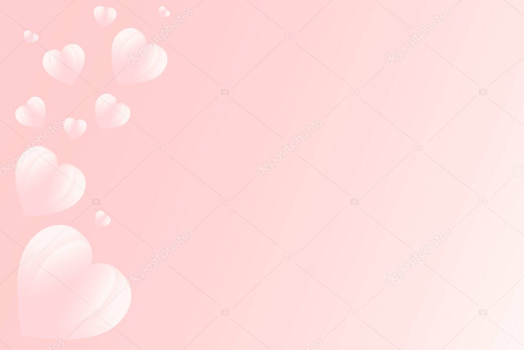 Pastel pink  paper heart background. Copy space. Illustration abstract design. Valentines day concept. Vector EPS 10.