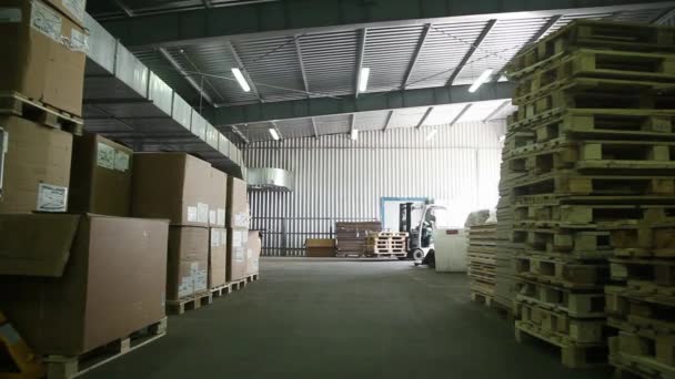 Heftrucks in fabriek — Stockvideo