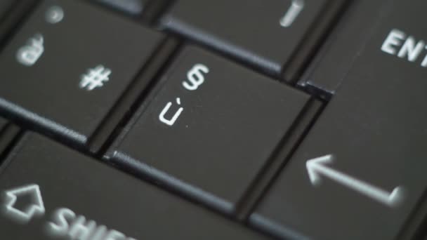 Button Black PC Keyboard Typing — Stock Video