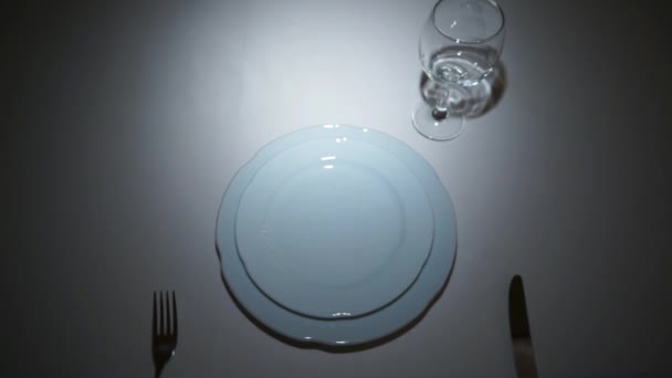 Waiter Setting Formal Dinner Table — Stock Video