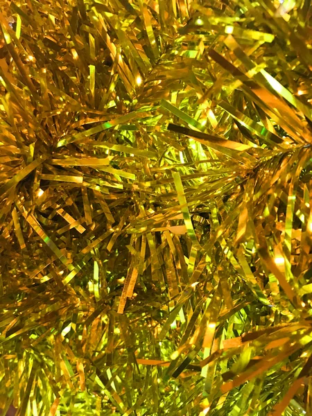 Color Year 2021 Yellow Tinsel Background New Year Celebration — Stock Photo, Image