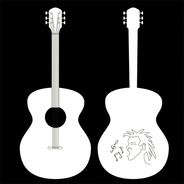 Guitar isolated on black — Stock Vector