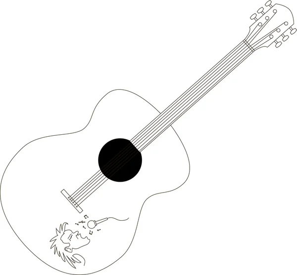 Guitar isolated on black — Stock Vector