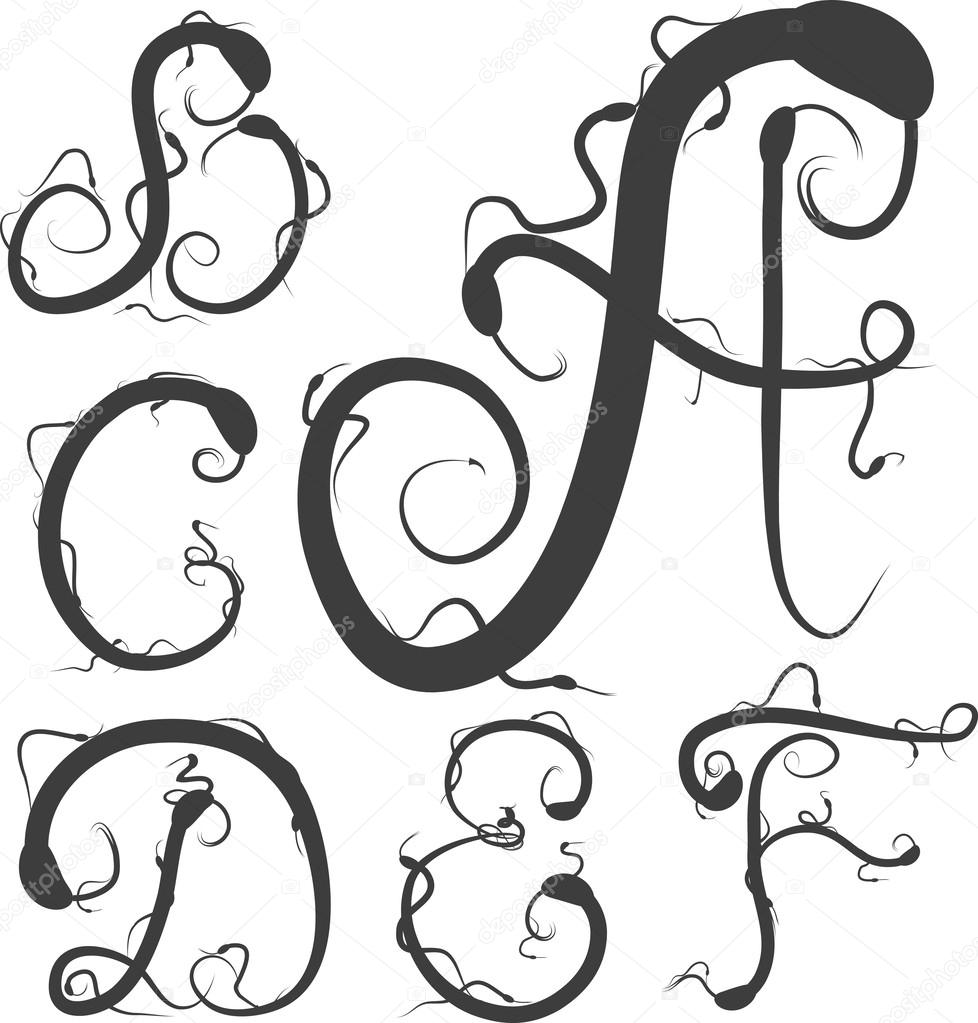 Snake alphabet black vector