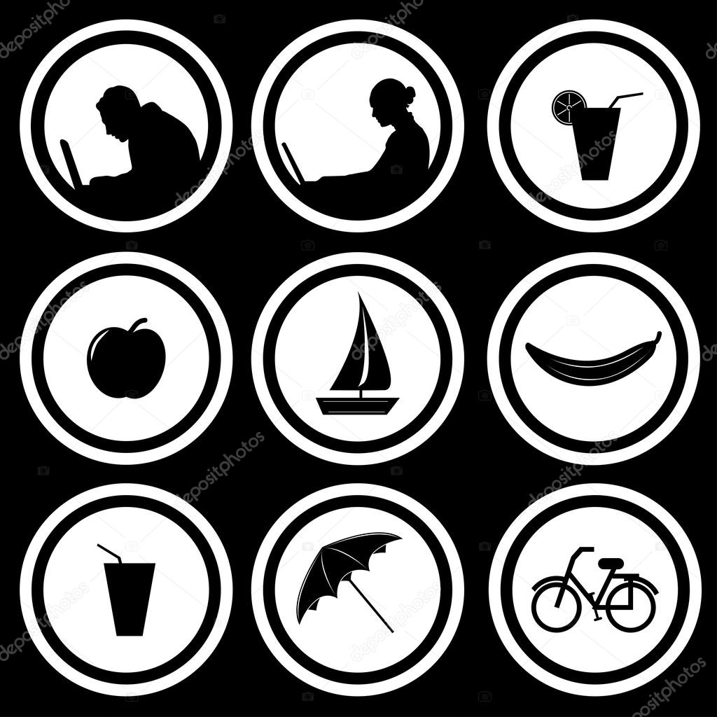 Work and travel icons vector