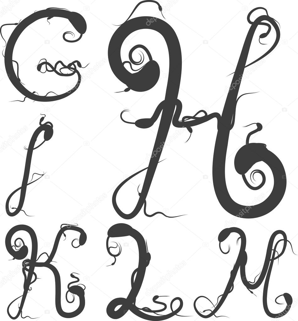 Snake alphabet black vector