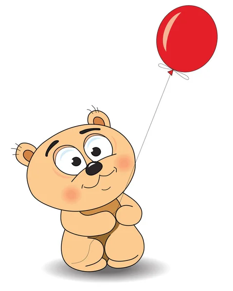 Bonito Oso Con Globo — Vector de stock