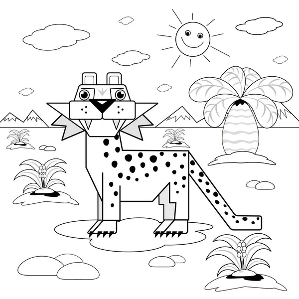 Leopardo Sabana Para Colorear Para Niños — Vector de stock