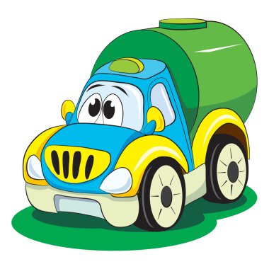 Çizgi film araba varil çimento ile.