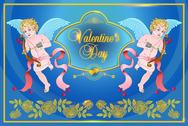 Tarjeta Angels-cupids — Vector de stock