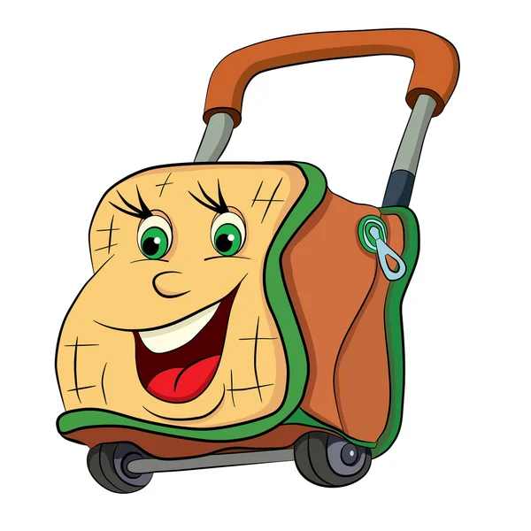 Sac à bagages souriant dessin animé — Image vectorielle