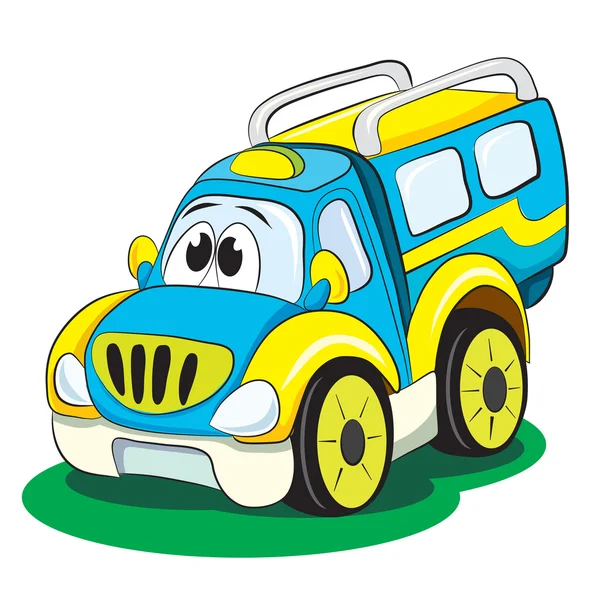 Cartoon funny car minivan. — Stock Vector