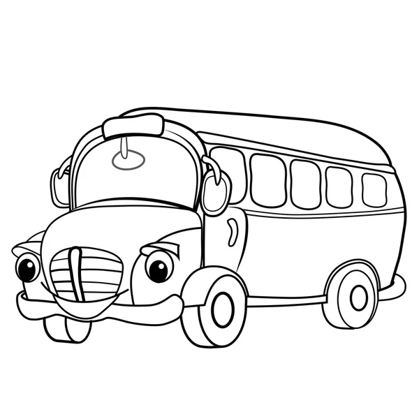 Cartoon of merry bus. — Stock Vector