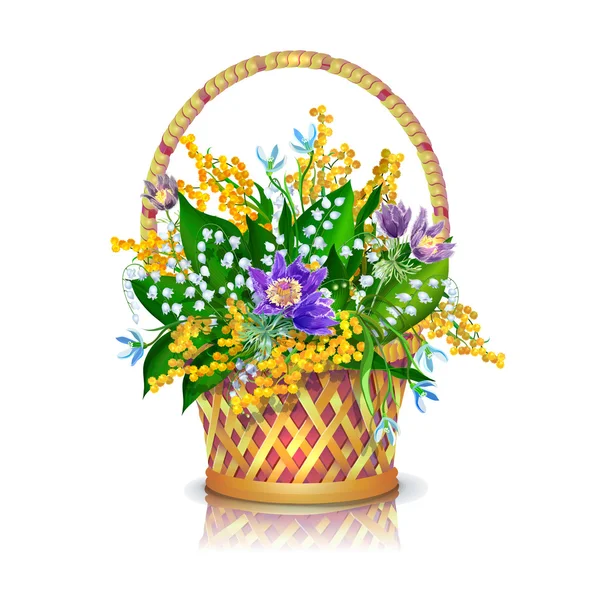 Spring flowers basket — Stock Vector