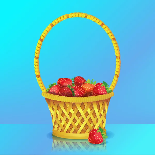 Basket with strawberries — Stock Vector