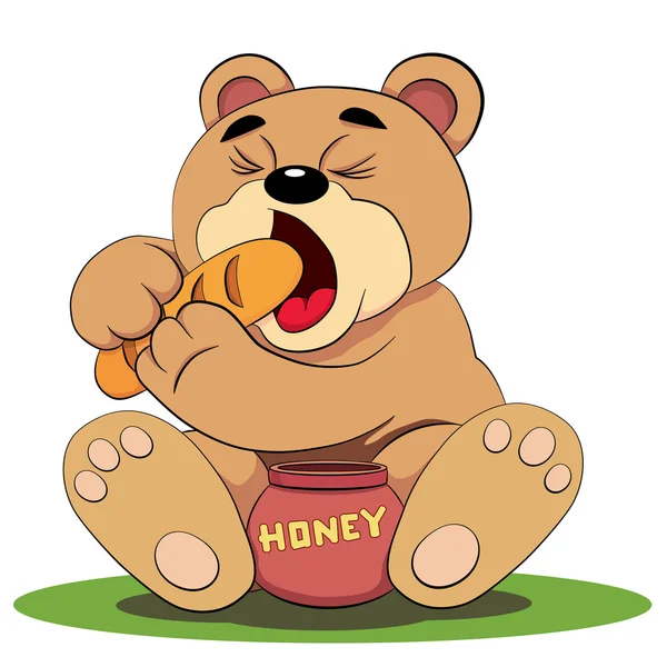 Cartoon Bear Eating Honey Stock Illustration By ©vitasunny 64580147 