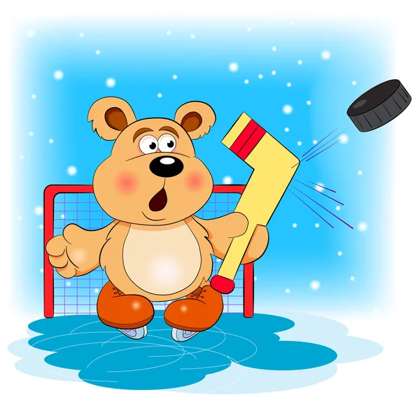 Медведь хоккеист — стоковый вектор