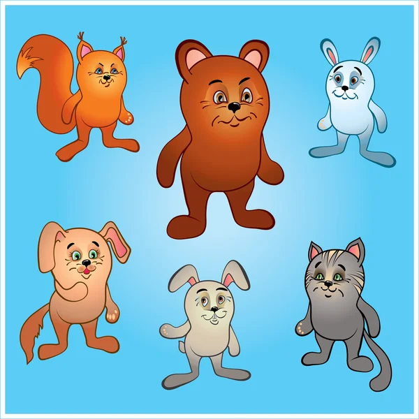 Dibujos animados animales conjunto — Vector de stock