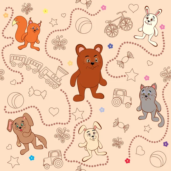 Seamless pattern with animals — Stock Vector