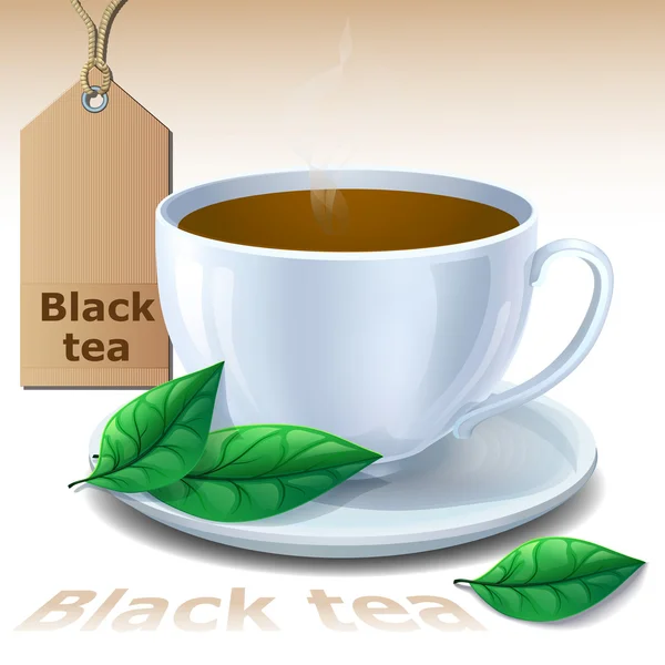 Hot cup of black tea — Stock Vector