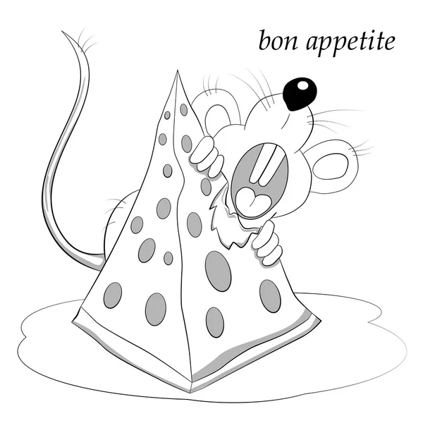 Souris mangeant du fromage — Image vectorielle