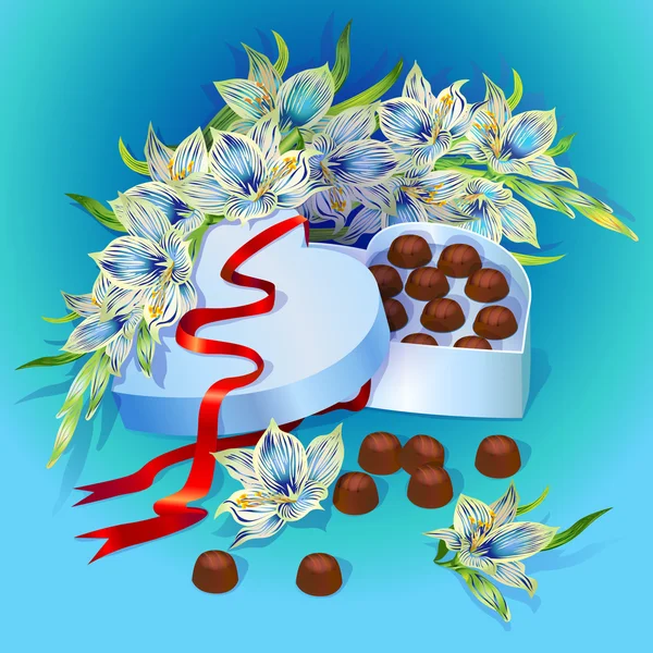 Boîte de bonbons au chocolat — Image vectorielle