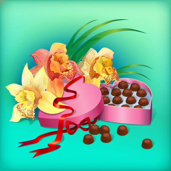 Caja de dulces de chocolate — Vector de stock