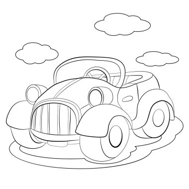 Neşeli retro-Araba, çizgi film.