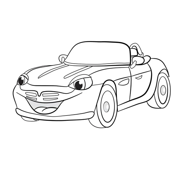 Dibujos animados de coche alegre cabriolet — Vector de stock