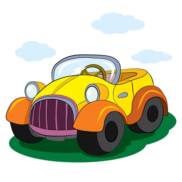 Cartoon of merry retro-car. — Stock Vector