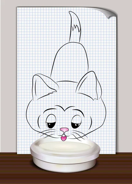 Gatito beber leche — Vector de stock