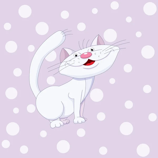 Cartoon witte kat — Stockvector