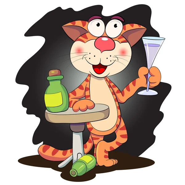 Cat drinking wine — Stock Vector