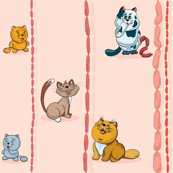 Modèle de chats et de saucisses — Image vectorielle