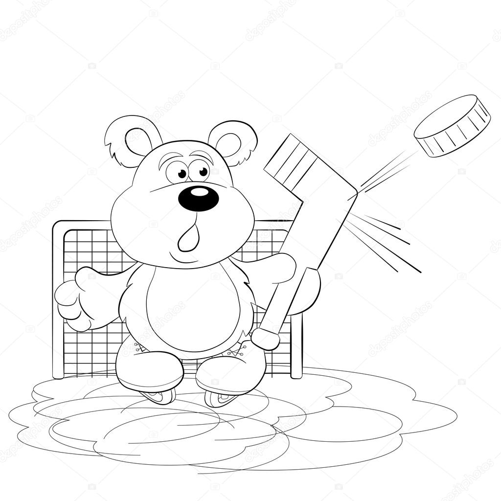 Cartoon bear hockey  player