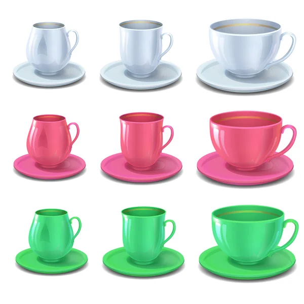 Dining coffee and tea cups — Stock Vector