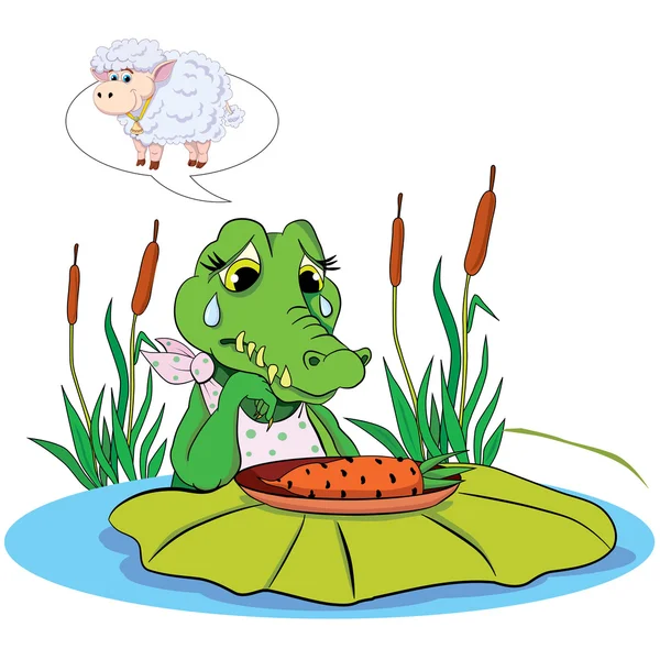 Sad eating crocodile — Stock Vector