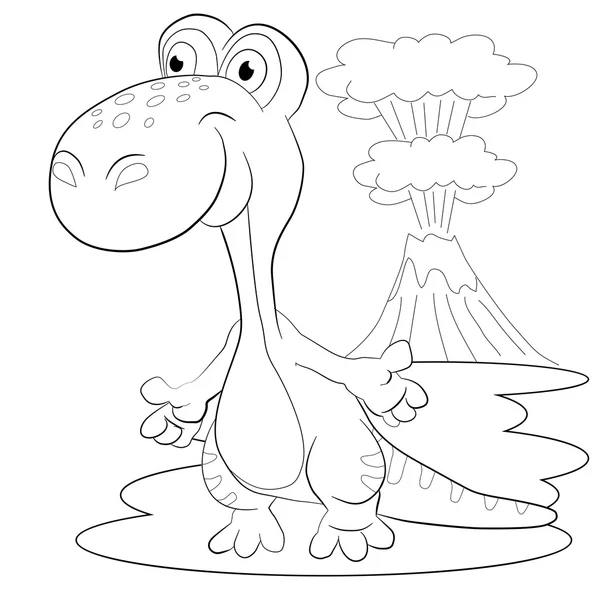 Merry dinosaurus en vulkaan — Stockvector
