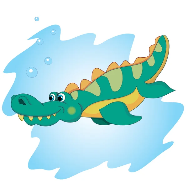 Pequeño dinosaurio en el agua — Vector de stock