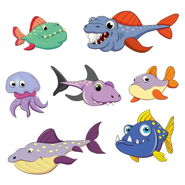 Fish  predators set — Stock Vector